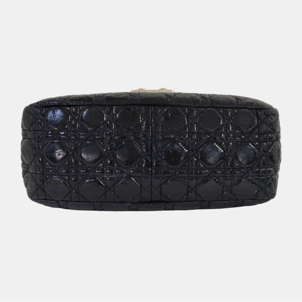 CHRISTIAN DIOR BLACK PATENT LEATHER QUILTED SHOULDER BAG - Picture 5 of 6